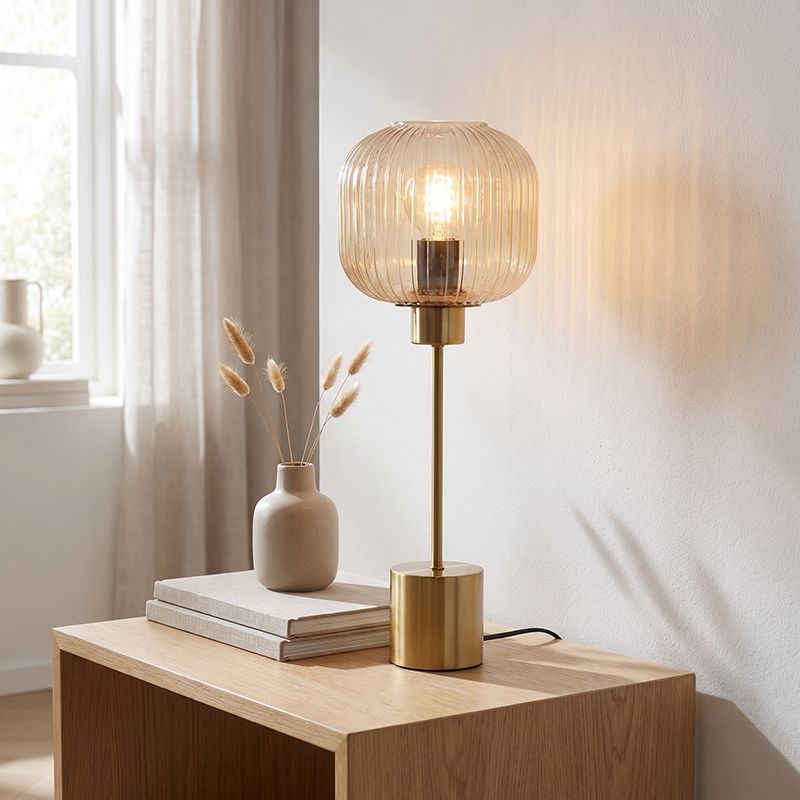 Design tafellamp amber, Charlois, met schakelaar