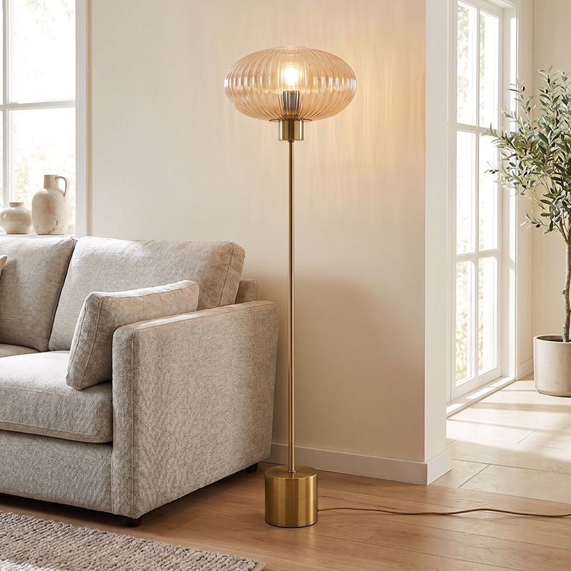 Design vloerlamp amber, Charlois, met schakelaar Design vloerlamp amber, Charlois, met schakelaar