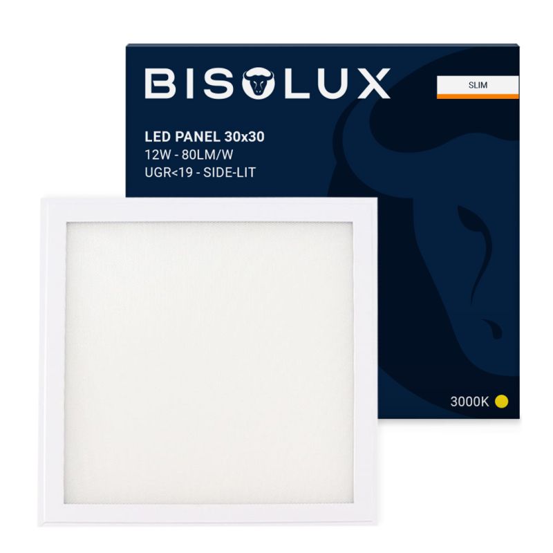 Bisolux LED paneel 30x30 - 12W - 3000K - UGR<19 - side-lit Bisolux LED paneel 30x30 - 12W - 3000K - UGR<19 - side-lit