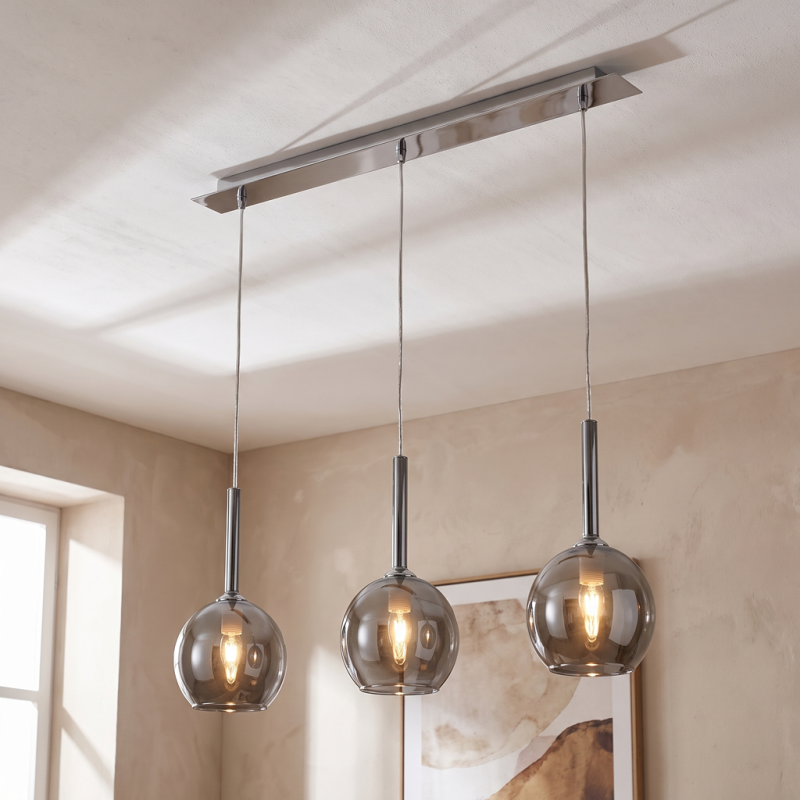 Design hanglamp Gwendolynn, chroom, glas Design hanglamp Gwendolynn, chroom, glas