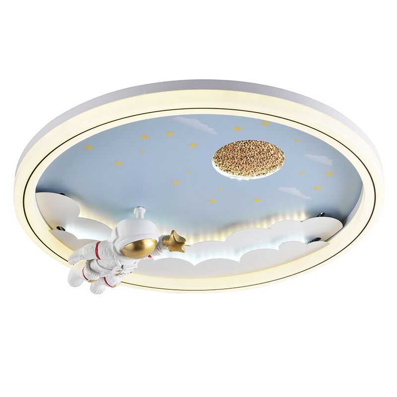 Metalen kinderkamer plafondlamp blauw, Astronaut, 42W, 3000K LED, 3-staps dimbaar Metalen kinderkamer plafondlamp blauw, Astronaut, 42W, 3000K LED, 3-staps dimbaar