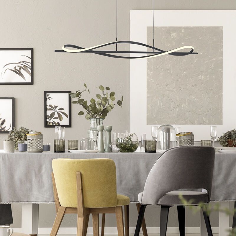 Moderne hanglamp zwart, Levon, 30W, 3000K LED, 3-staps dimbaar