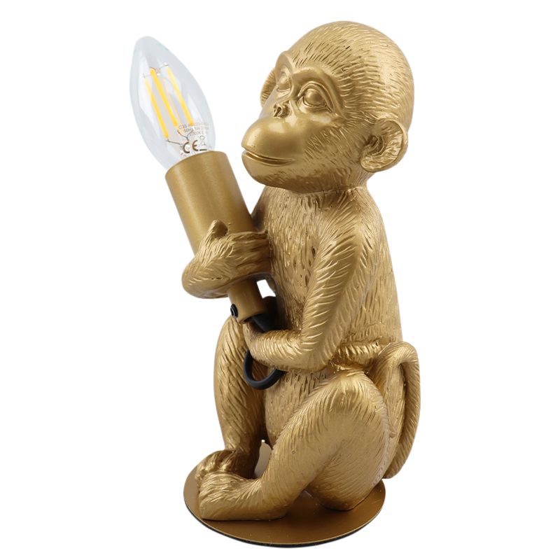 Moderne aap lamp goud, Monkey, met schakelaar | Lampgigant.nl