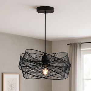 Zwarte hanglamp Diny, metaal, industrieel