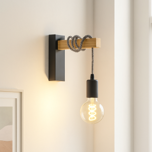 Houten wandlamp zwart, Rena