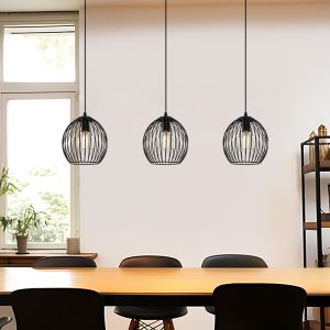 Zwarte Wiro hanglamp met 3 ronde, 20cm, kappen