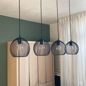Zwarte langwerpige 4L hanglamp Wiro bolvormig, klein