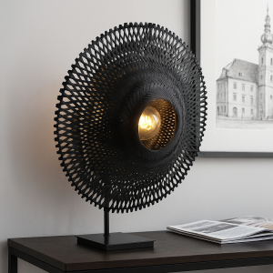 Rotan tafellamp zwart, Cordoba, met schakelaar
