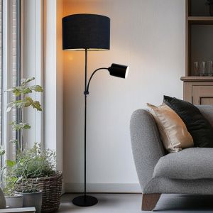 Moderne staande leeslamp zwart, Zev, met schakelaar