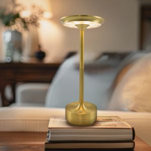 Moderne oplaadbare tafellamp goud, Arvind, 3W, warm tot koud wit verstelbare LED, met schakelaar