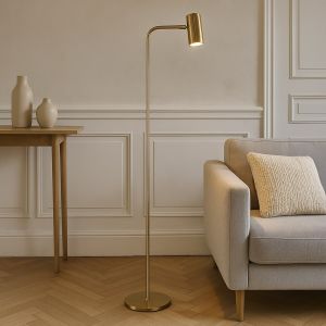 Moderne vloerlamp messing, Carlos, met schakelaar