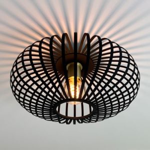 Zwarte met gouden plafonniere Lieve, Rond