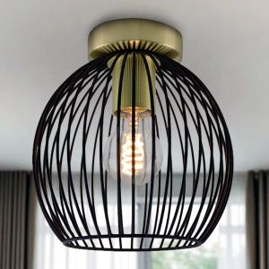 Industriële zwart met gouden plafondlamp Wiro Bolvormig klein