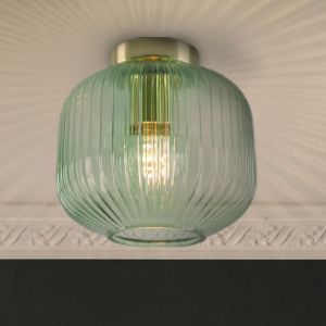 Groene plafondlamp Charlois, glas, retro