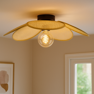 Rotan plafondlamp bruin, Rowen