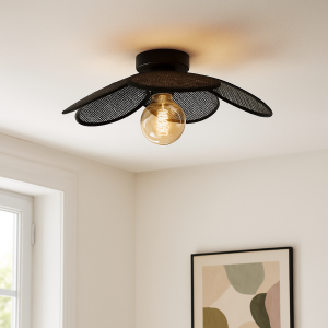 Rotan plafondlamp zwart, Rowen