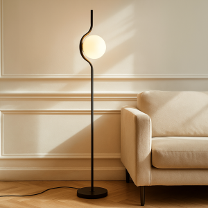Moderne vloerlamp zwart, Merel, met schakelaar
