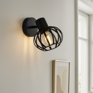 Industriële wandspot zwart, Lieve