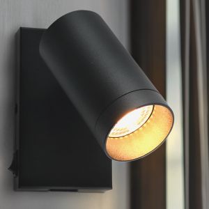 Moderne wandspot zwart, Nadi, met schakelaar