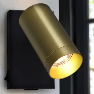 Moderne wandspot messing, Nadi, met schakelaar