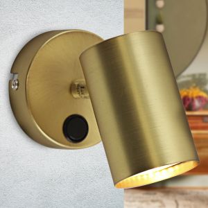 Moderne wandspot messing, Elena, met schakelaar