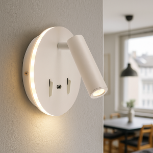 Moderne wandlamp wit, Alec, 9W, 3000K LED, met schakelaar