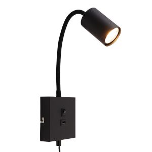 Moderne wandspot zwart, Tibor, met schakelaar