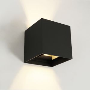 Zwarte up-down wandlamp Dion, 6W, warm wit, lichtstraal instelbaar, IP65