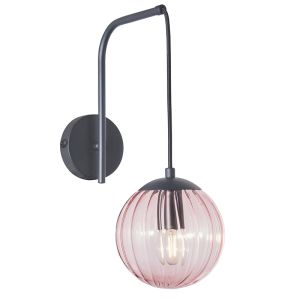 Retro wandlamp roze, Rifka, met schakelaar