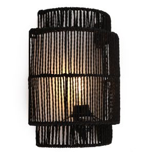 Landelijke wandlamp zwart, Selena, met schakelaar
