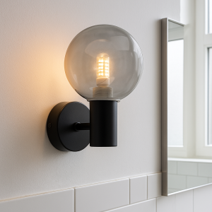 Moderne badkamer wandlamp zwart, Amer, IP44