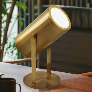 Moderne oplaadbare tafellamp messing, Elko, 2W, 3000K LED, met schakelaar