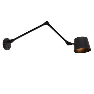 Moderne wandlamp zwart, Rinke, met schakelaar