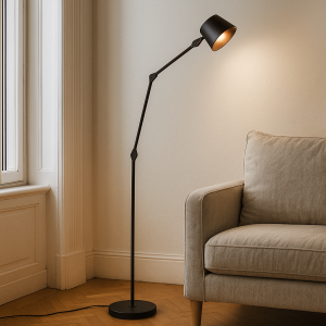 Moderne vloerlamp zwart, Rinke, met schakelaar