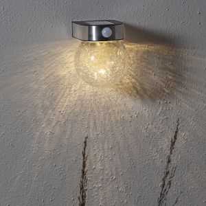 Glazen buiten wandlamp op zonne-energie transparant, Amke, 0,25W, 3000K LED, IP44