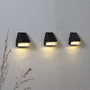 3-pak solar wandlampen Ammar, zwart, met schemersensor