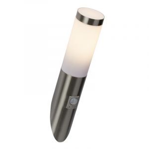 Kunststof buiten wandlamp met bewegingssensor chroom, Tom, IP44