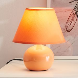 Keramische tafellamp oranje, Pilar, met schakelaar