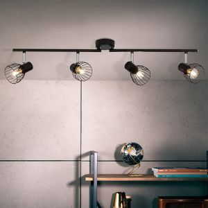 Industriële plafondspot Adama, zwart