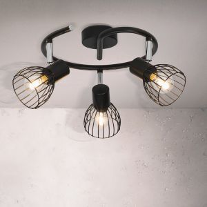 Industriële plafondspot Adama, zwart