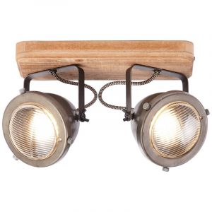 Moderne plafondlamp Elena, Burned Steel, Hout