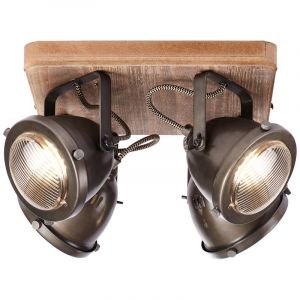 Moderne plafondlamp Elena, Burned Steel, Hout