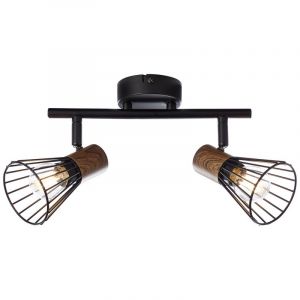 Moderne plafondlamp Floor, Donkerkleurig Hout, Mat Zwart