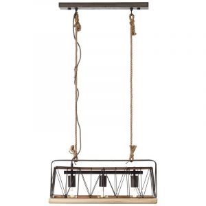 Moderne hanglamp Iris, Burned Steel, Hout