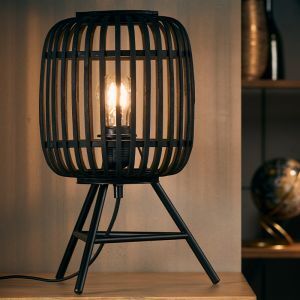 Moderne tafellamp Brain, Zwart, hout