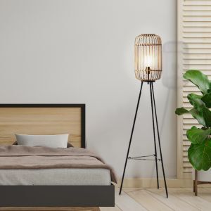 Industriële vloerlamp Brain, bruin, met schakelaar