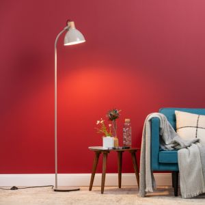 Landelijke vloerlamp taupe, Thalina, met schakelaar