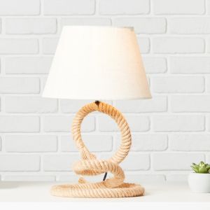 Landelijke tafellamp Boyke, Stof, met Aan/uit schakelaar op het snoer