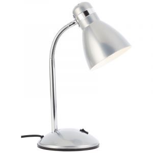 Kunststof bureaulamp zilver, Santana, met schakelaar