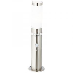 Kunststof staande buitenlamp met schemersensor chroom, Sage, 2W, 3000K LED, IP44